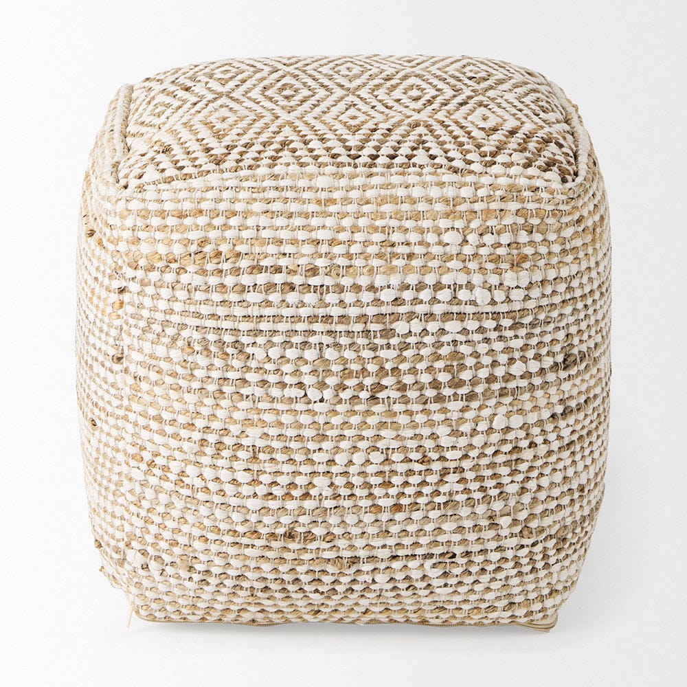 Mercana - Ekani 16.0L x 16.0W x 16.0H Cream/Beige Cotton Pouf - 69517 view 2