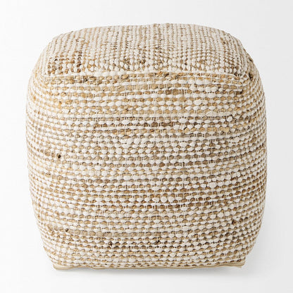 Mercana - Ekani 16.0L x 16.0W x 16.0H Cream/Beige Cotton Pouf - 69517 view 4