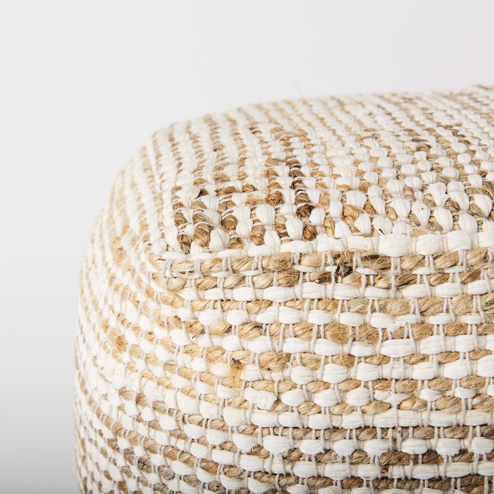 Mercana - Ekani 16.0L x 16.0W x 16.0H Cream/Beige Cotton Pouf - 69517 view 5