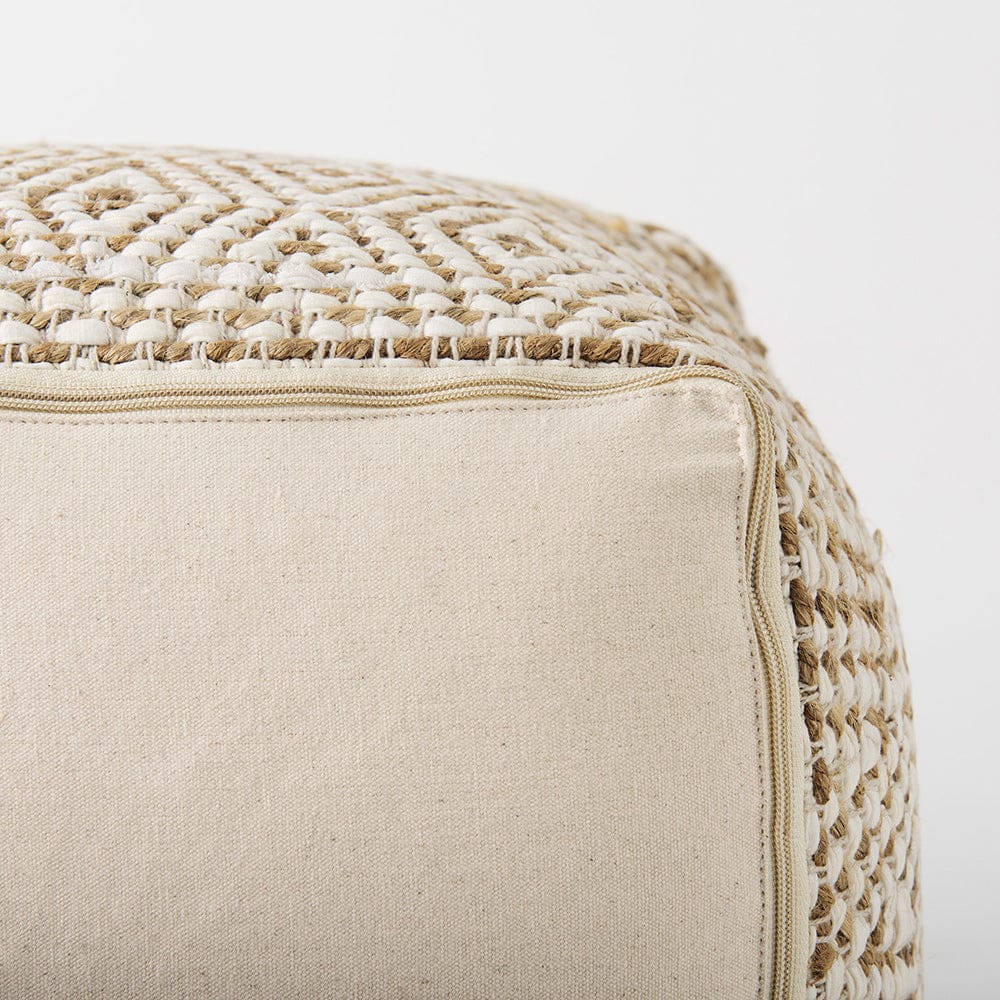 Mercana - Ekani 16.0L x 16.0W x 16.0H Cream/Beige Cotton Pouf - 69517 view 9