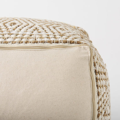 Mercana - Ekani 16.0L x 16.0W x 16.0H Cream/Beige Cotton Pouf - 69517 view 9