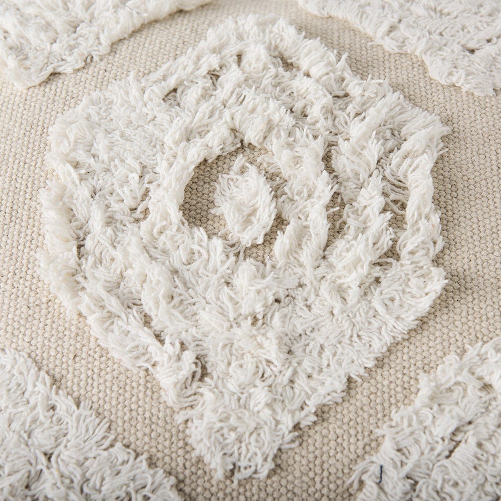 Mercana - Ekanta 16.0L x 16.0W x 16.0H Cream/Beige Patterned Cotton Pouf - 69518 view 6