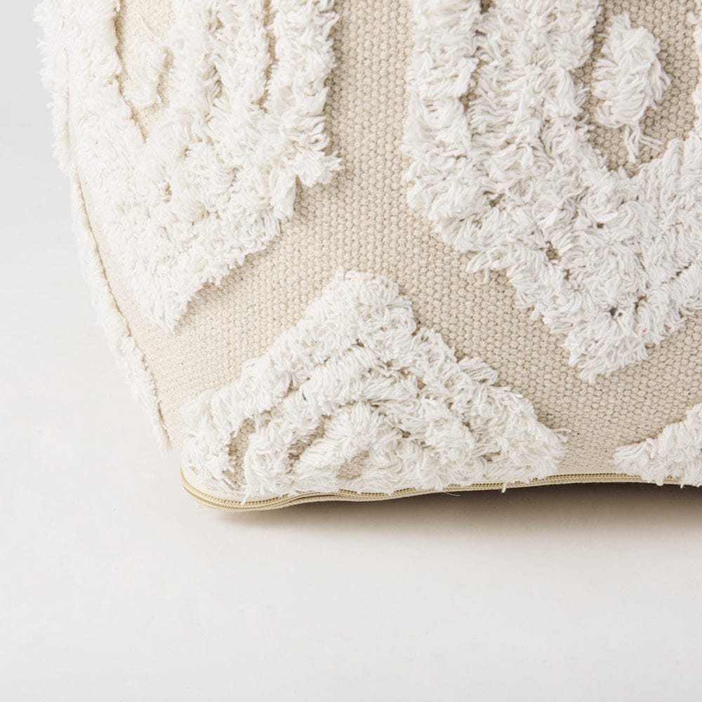 Mercana - Ekanta 16.0L x 16.0W x 16.0H Cream/Beige Patterned Cotton Pouf - 69518 view 8
