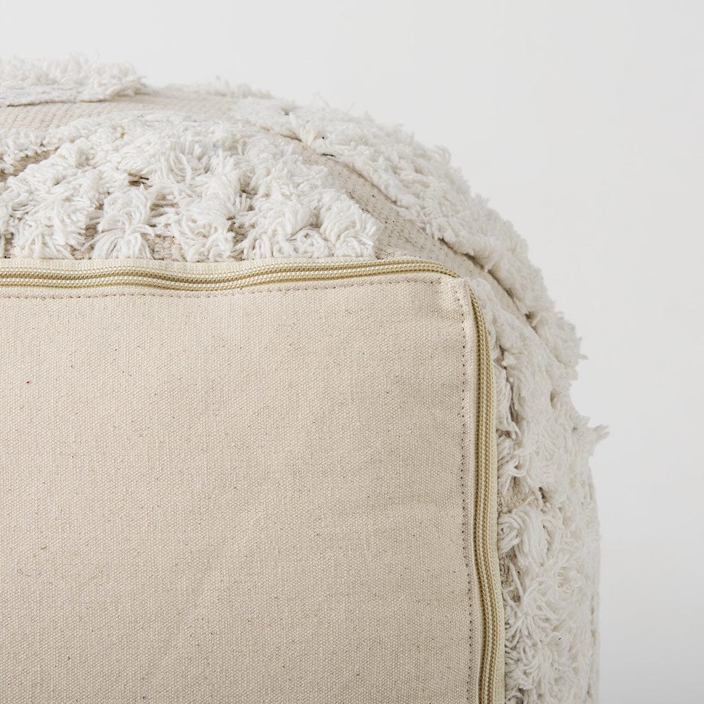 Mercana - Ekanta 16.0L x 16.0W x 16.0H Cream/Beige Patterned Cotton Pouf - 69518 view 9