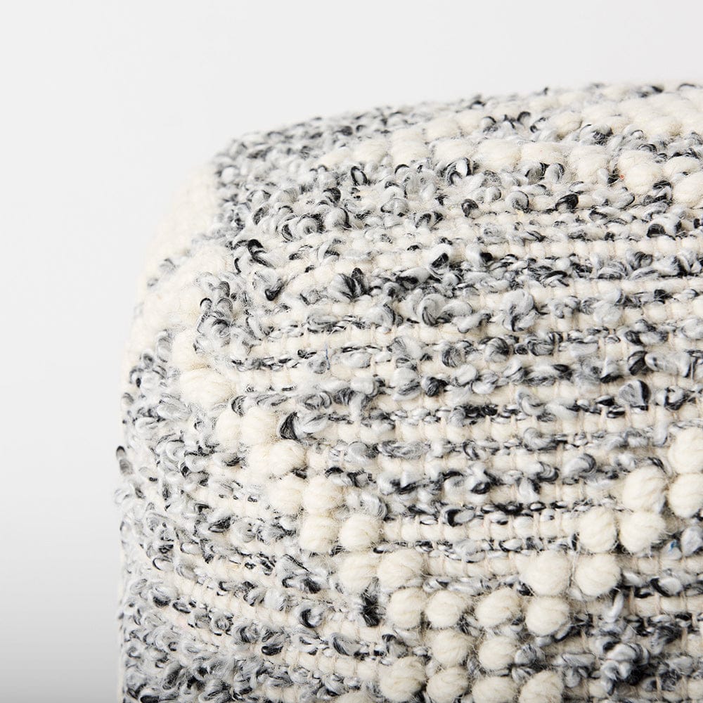 Mercana - Ekiya 16.0L x 16.0W x 16.0H Black/White Yarn and Wool Patterened Pouf - 69520 view 5