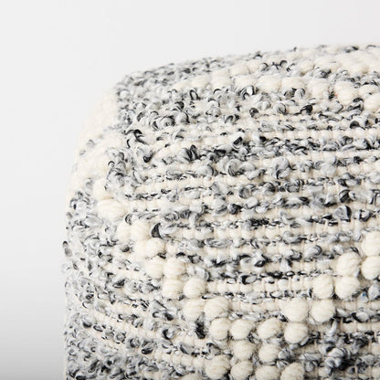 Mercana - Ekiya 16.0L x 16.0W x 16.0H Black/White Yarn and Wool Patterened Pouf - 69520 view 5