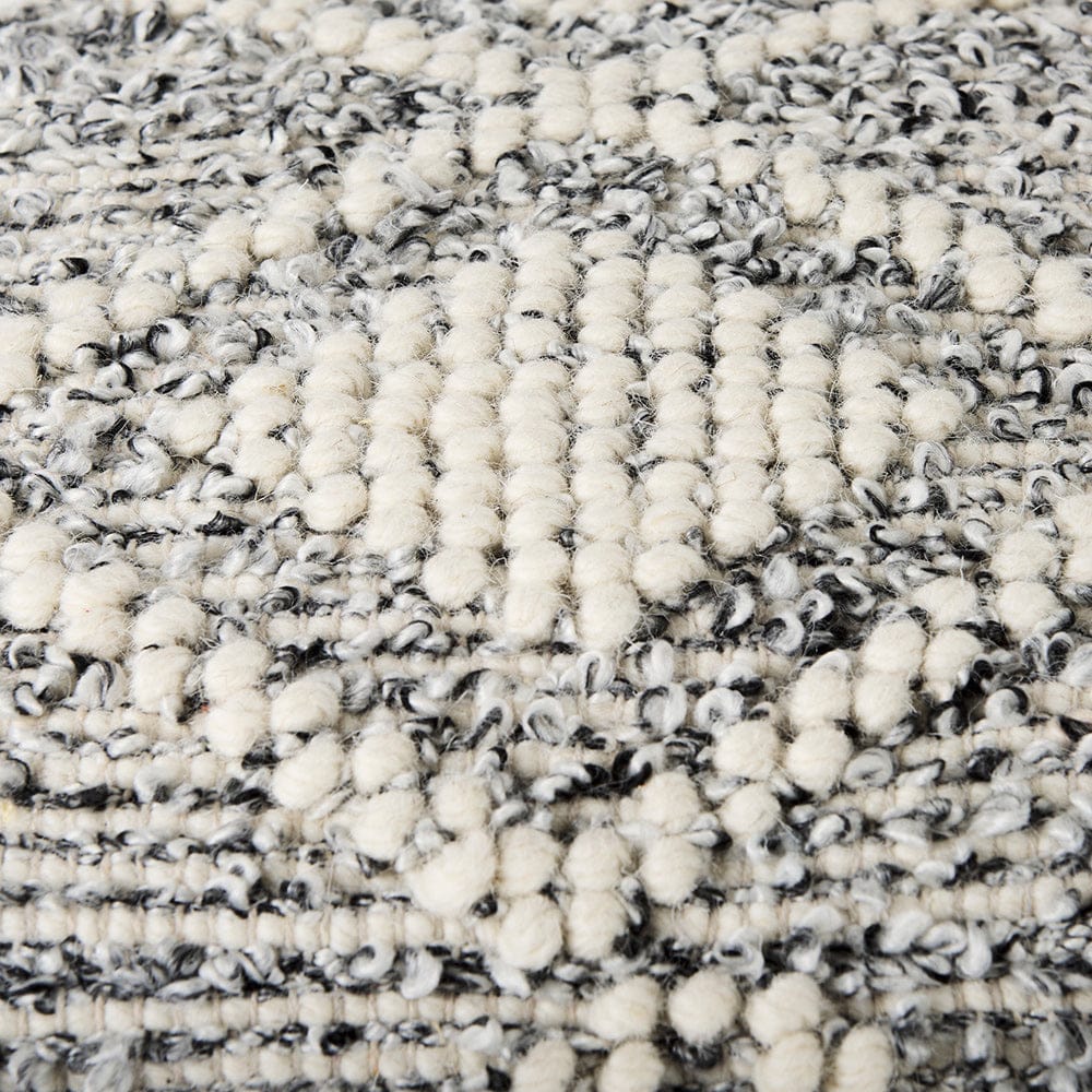 Mercana - Ekiya 16.0L x 16.0W x 16.0H Black/White Yarn and Wool Patterened Pouf - 69520 view 6