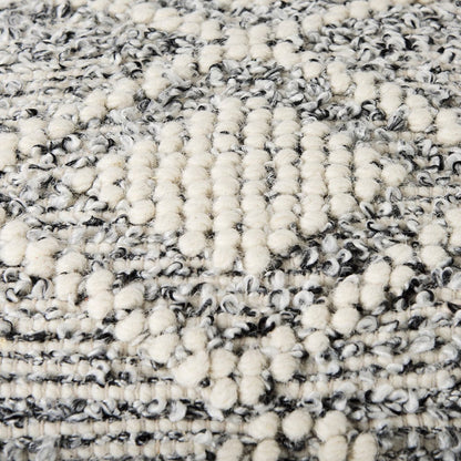Mercana - Ekiya 16.0L x 16.0W x 16.0H Black/White Yarn and Wool Patterened Pouf - 69520 view 6