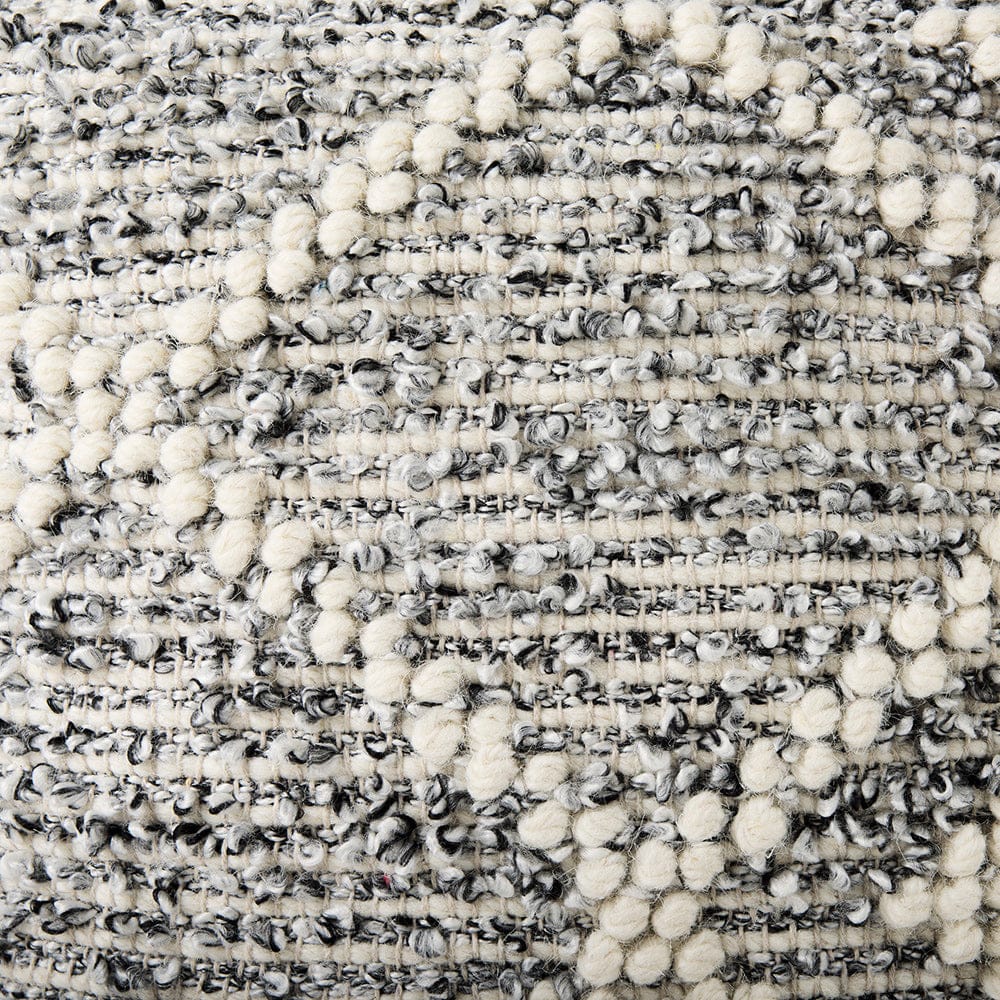 Mercana - Ekiya 16.0L x 16.0W x 16.0H Black/White Yarn and Wool Patterened Pouf - 69520 view 7