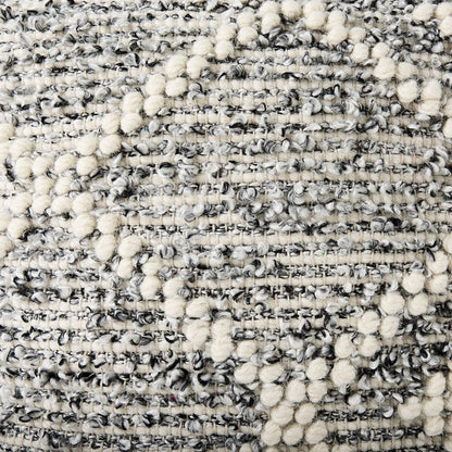 Mercana - Ekiya 16.0L x 16.0W x 16.0H Black/White Yarn and Wool Patterened Pouf - 69520 view 7