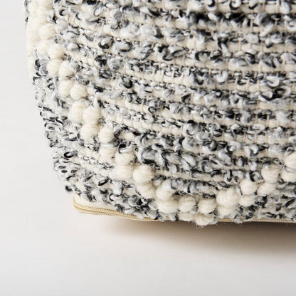 Mercana - Ekiya 16.0L x 16.0W x 16.0H Black/White Yarn and Wool Patterened Pouf - 69520 view 8
