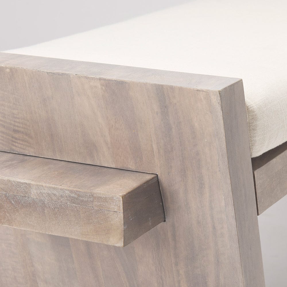 Mercana - Elaine I 58L x 14.75W x 20H Brown Wood Upholstered Cream Seat Entryway Bench - 68745_CLOSEOUT view 6