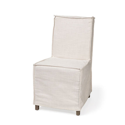 Mercana - Elbert I Cream Fabric Slip-Cover Brown Wooden Base Dining Chair (Set of 2) - 68188 view 1