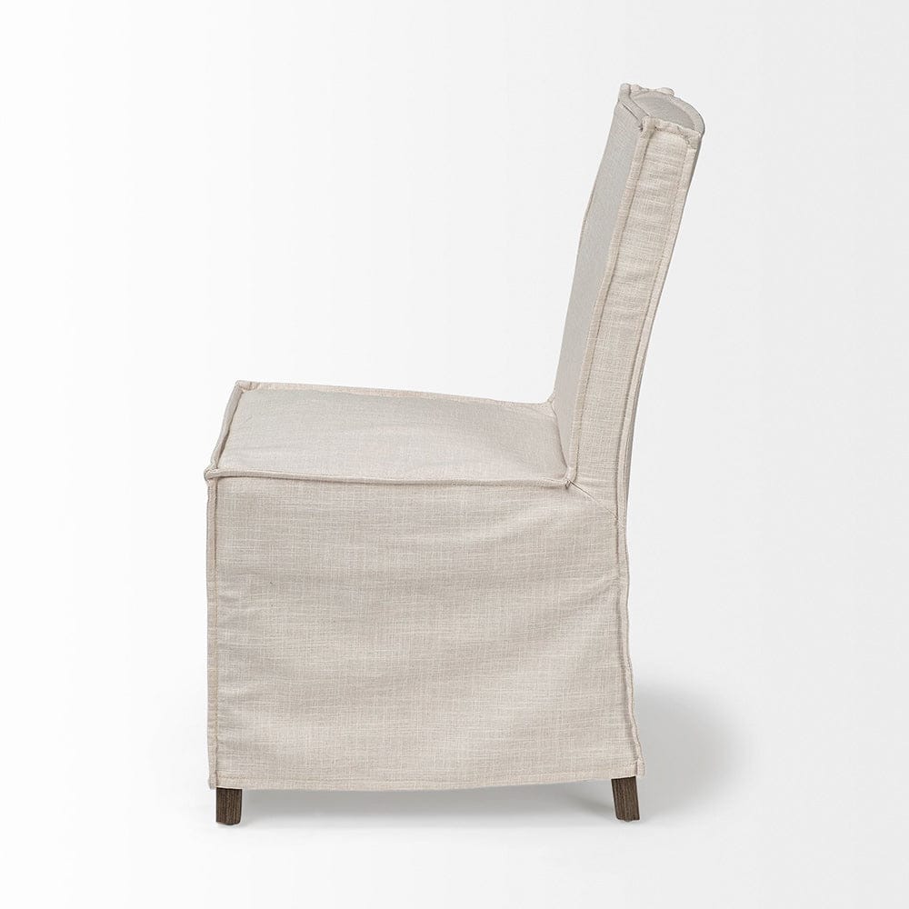 Mercana - Elbert I Cream Fabric Slip-Cover Brown Wooden Base Dining Chair (Set of 2) - 68188 view 3