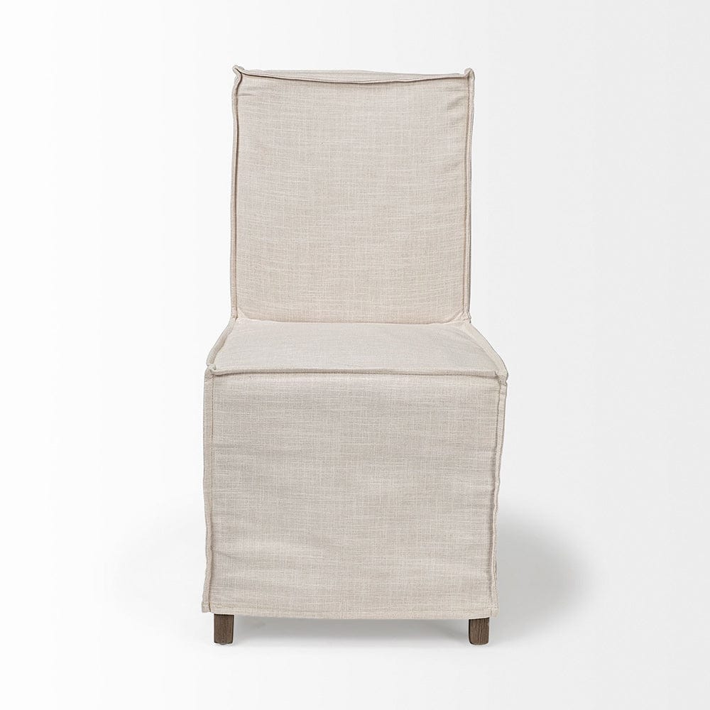 Mercana - Elbert I Cream Fabric Slip-Cover Brown Wooden Base Dining Chair (Set of 2) - 68188 view 4