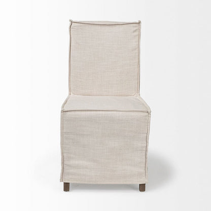 Mercana - Elbert I Cream Fabric Slip-Cover Brown Wooden Base Dining Chair (Set of 2) - 68188 view 4