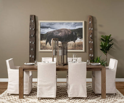 Mercana - Elbert I Cream Fabric Slip-Cover Brown Wooden Base Dining Chair (Set of 2) - 68188 view 5