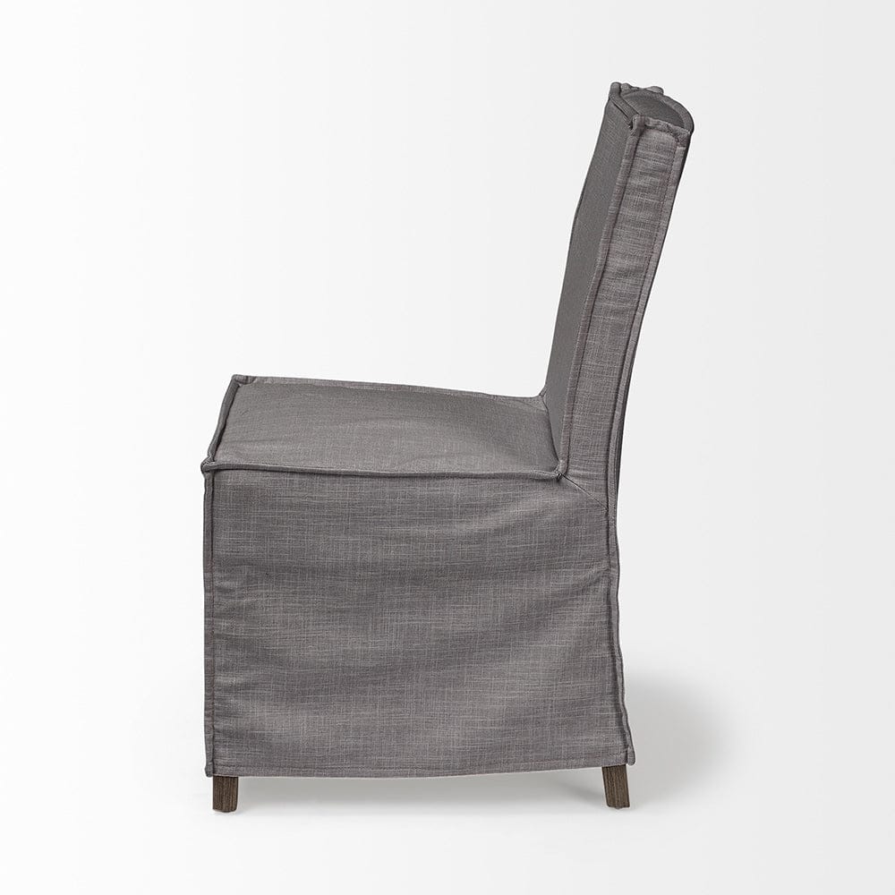 Mercana - Elbert I Grey Fabric Slip-Cover Brown Wooden Base Dining Chair (Set of 2) - 68189 view 5