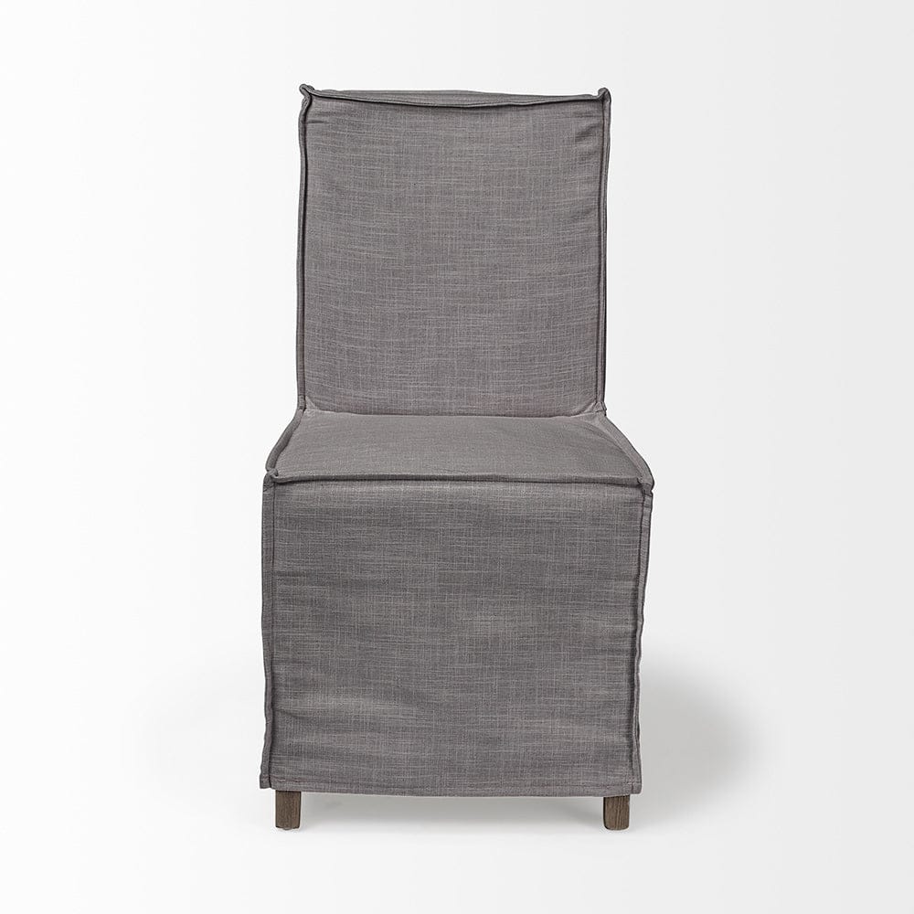 Mercana - Elbert I Grey Fabric Slip-Cover Brown Wooden Base Dining Chair (Set of 2) - 68189 view 6