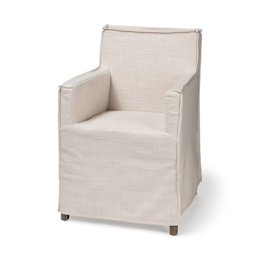 Mercana - Elbert II Cream Fabric Slip-Cover Brown Wood Frame Dining Chair - 68190 view 1