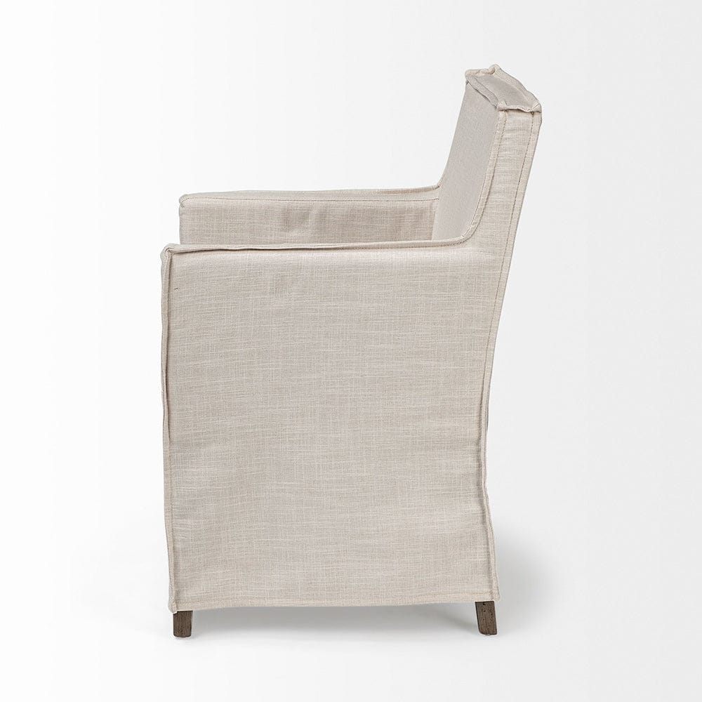 Mercana - Elbert II Cream Fabric Slip-Cover Brown Wood Frame Dining Chair - 68190 view 3