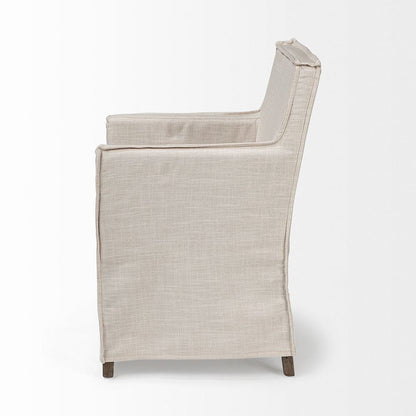 Mercana - Elbert II Cream Fabric Slip-Cover Brown Wood Frame Dining Chair - 68190 view 3