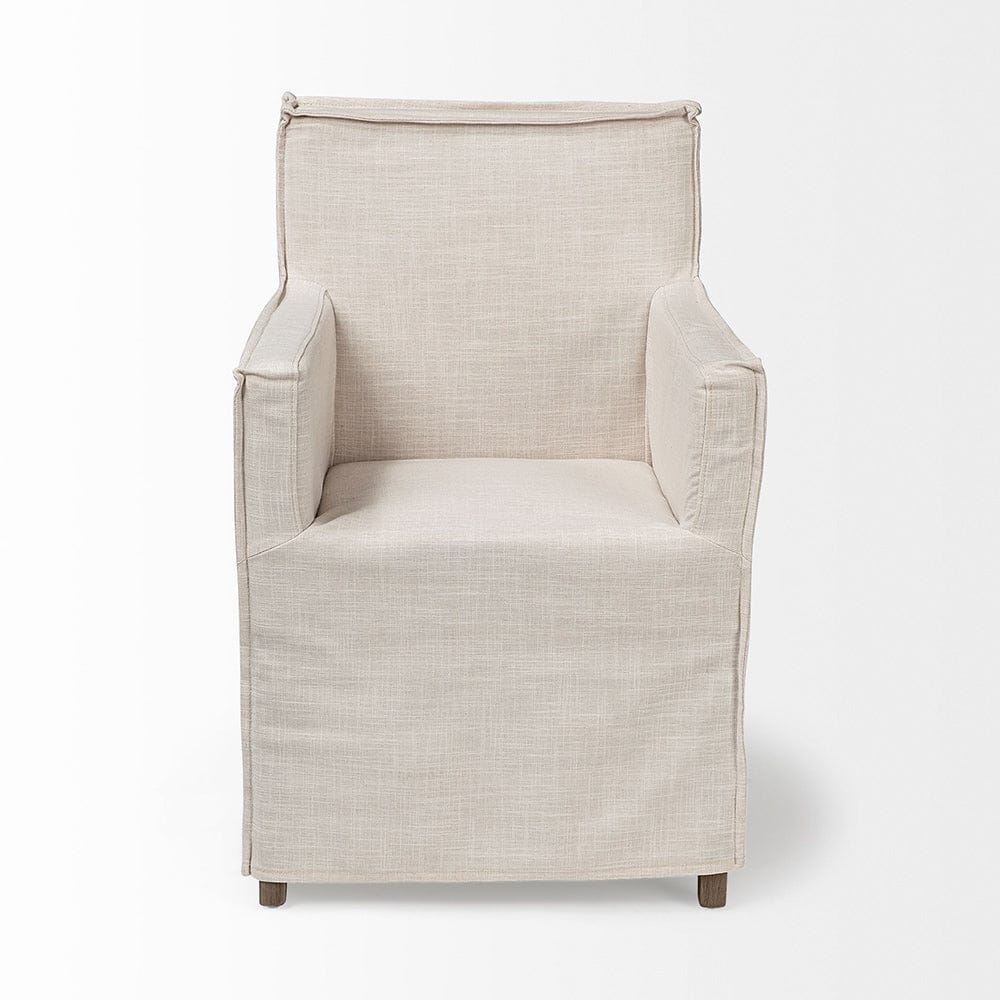 Mercana - Elbert II Cream Fabric Slip-Cover Brown Wood Frame Dining Chair - 68190 view 4