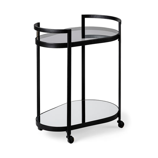 Mercana - Eleonore Black Metal Frame Two-Tier w/Glass Shelves Bar Cart - 68945 view 1