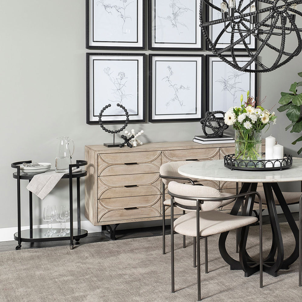 Mercana - Eleonore Black Metal Frame Two-Tier w/Glass Shelves Bar Cart - 68945 view 2
