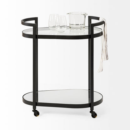 Mercana - Eleonore Black Metal Frame Two-Tier w/Glass Shelves Bar Cart - 68945 view 4