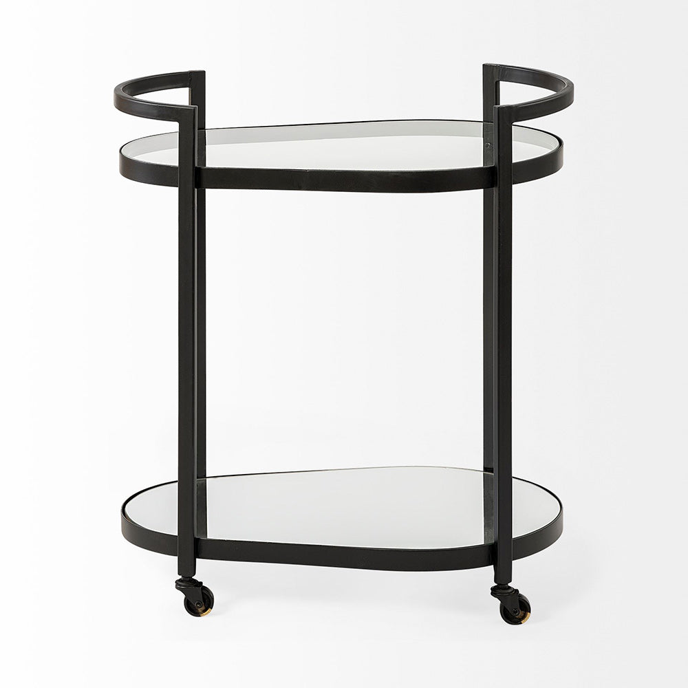 Mercana - Eleonore Black Metal Frame Two-Tier w/Glass Shelves Bar Cart - 68945 view 6