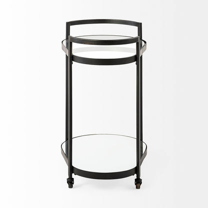 Mercana - Eleonore Black Metal Frame Two-Tier w/Glass Shelves Bar Cart - 68945 view 7