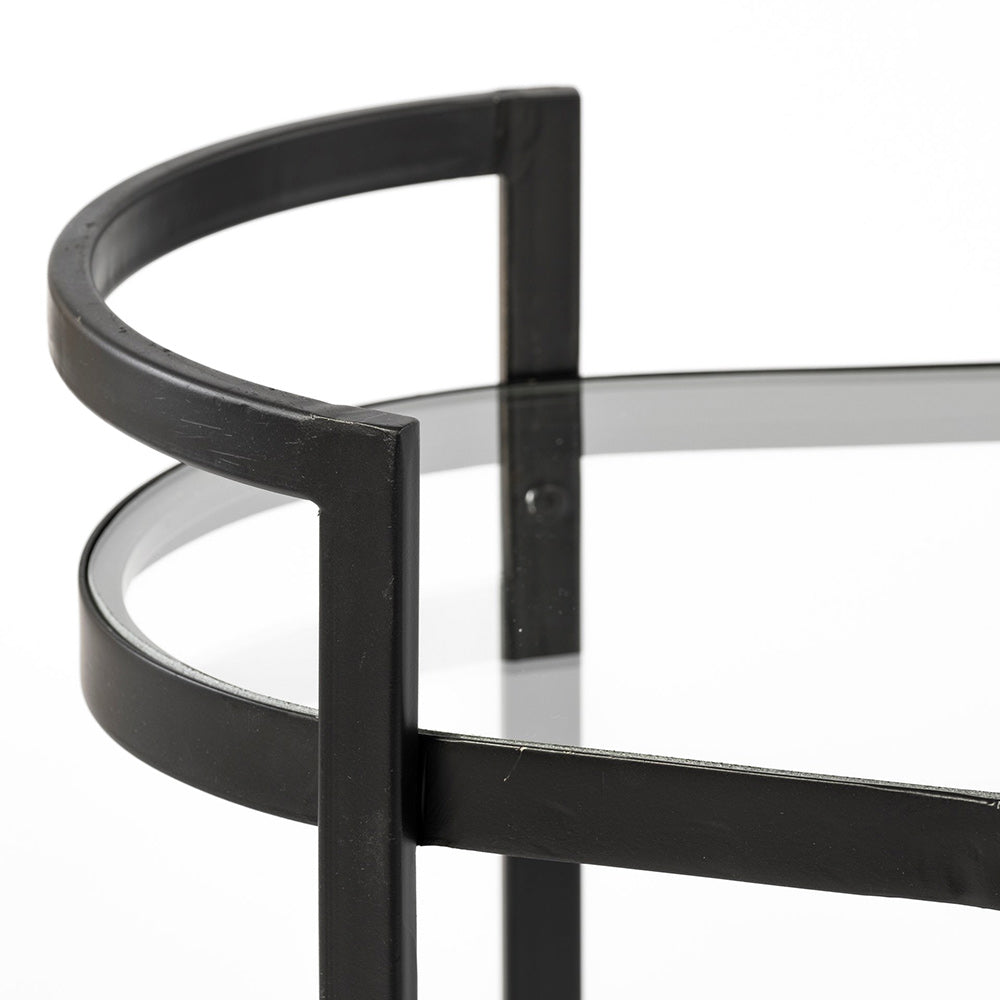 Mercana - Eleonore Black Metal Frame Two-Tier w/Glass Shelves Bar Cart - 68945 view 8