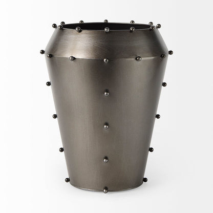 Mercana - Elio 12.2H Large Gun Metal Gray Metal W/Studs Vase - 69681_CLOSEOUT view 2