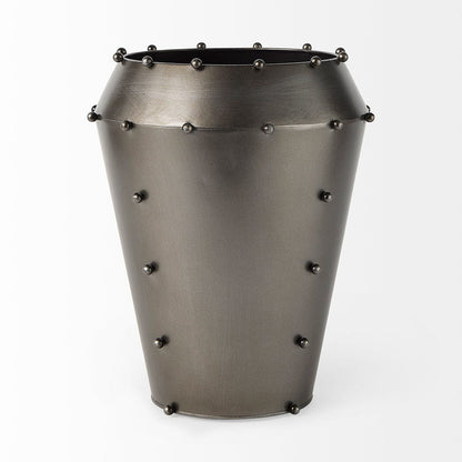 Mercana - Elio 12.2H Large Gun Metal Gray Metal W/Studs Vase - 69681_CLOSEOUT view 3