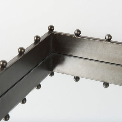 Mercana - Elio 29.9L x 13.0W x 2.6H Gun Metal Gray Metal W/Studs and Mirrored Bottom Rectangle Tray - 69682 view 7
