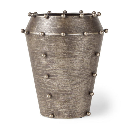 Mercana - Elio 9.1H Small Champagne Metal W/Studs Vase - 69685_CLOSEOUT view 1