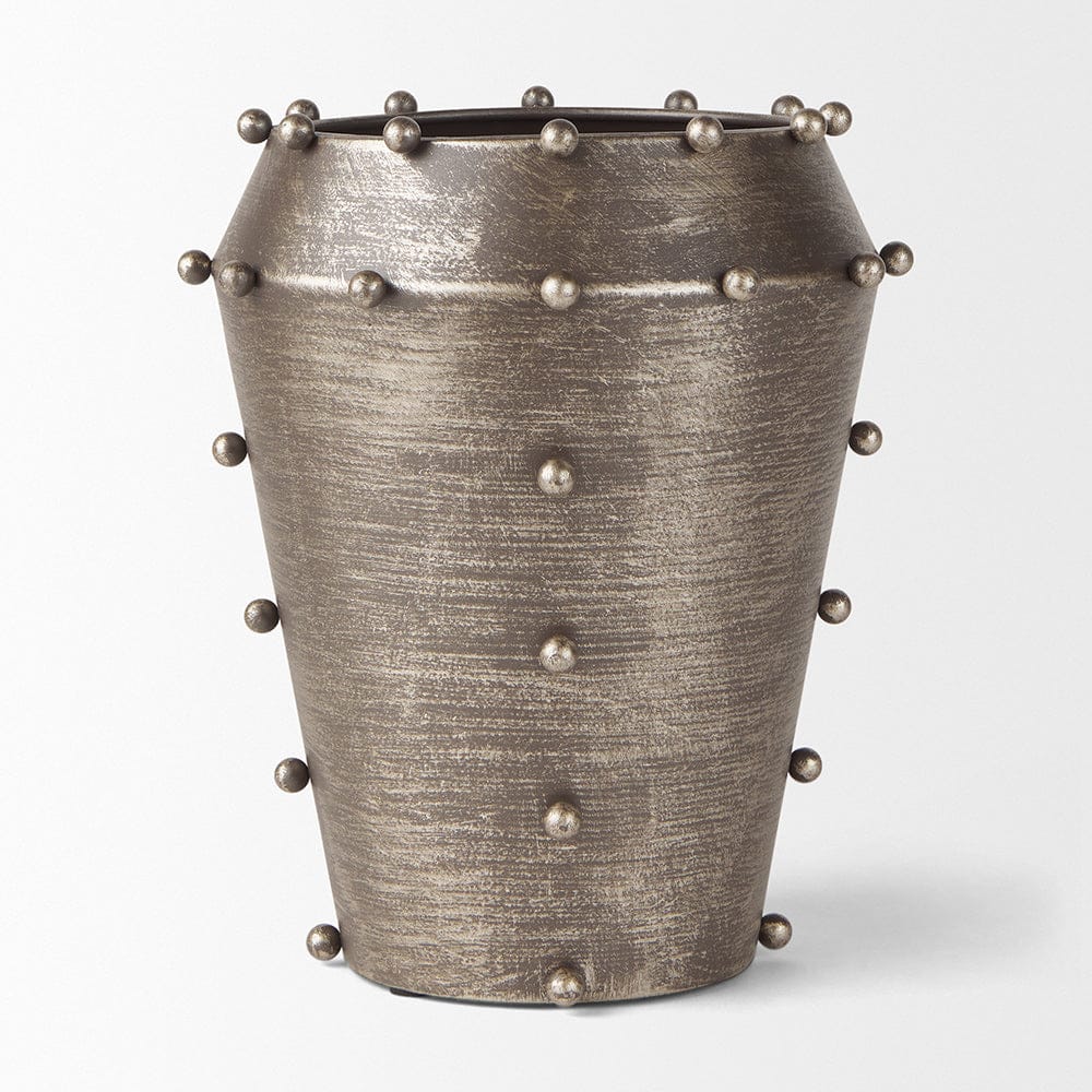 Mercana - Elio 9.1H Small Champagne Metal W/Studs Vase - 69685_CLOSEOUT view 2
