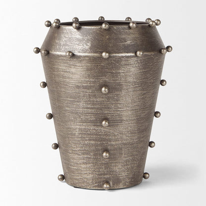 Mercana - Elio 9.1H Small Champagne Metal W/Studs Vase - 69685_CLOSEOUT view 2