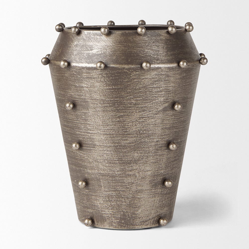 Mercana - Elio 9.1H Small Champagne Metal W/Studs Vase - 69685_CLOSEOUT view 3