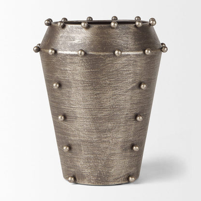 Mercana - Elio 9.1H Small Champagne Metal W/Studs Vase - 69685_CLOSEOUT view 3