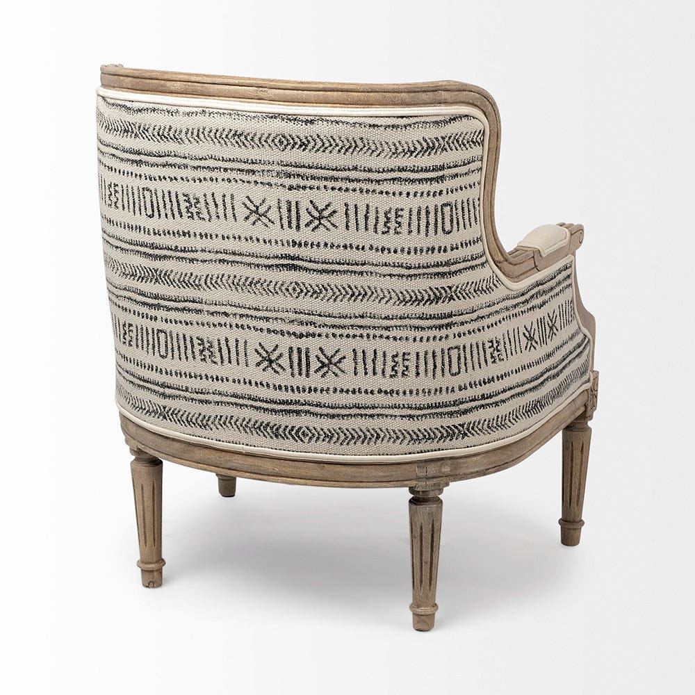 Mercana - Elizabeth Cream Fabric Seat Wooden Base Detailed Back Accent Chair - 68145 view 2