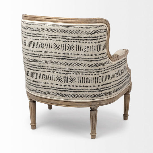 Mercana - Elizabeth Cream Fabric Seat Wooden Base Detailed Back Accent Chair - 68145 view 2