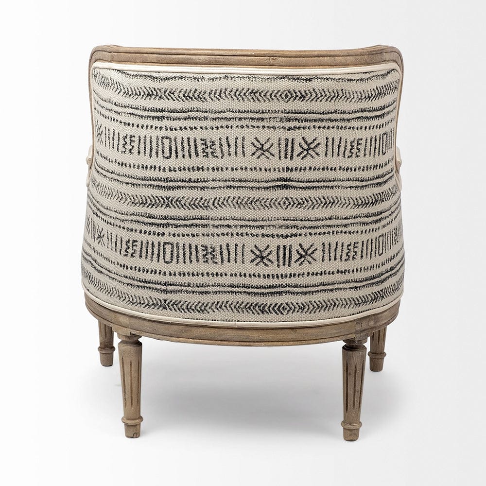Mercana - Elizabeth Cream Fabric Seat Wooden Base Detailed Back Accent Chair - 68145 view 3