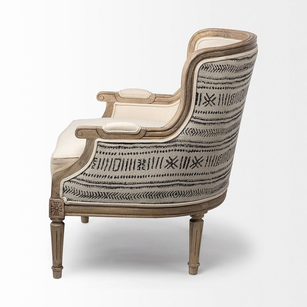 Mercana - Elizabeth Cream Fabric Seat Wooden Base Detailed Back Accent Chair - 68145 view 4