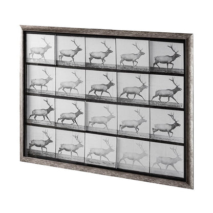 Mercana - Elk Trotting by Eadweard Muybridge a Hand Embellished Textured Framed Art Print Matted under Glass - 13682 view 2