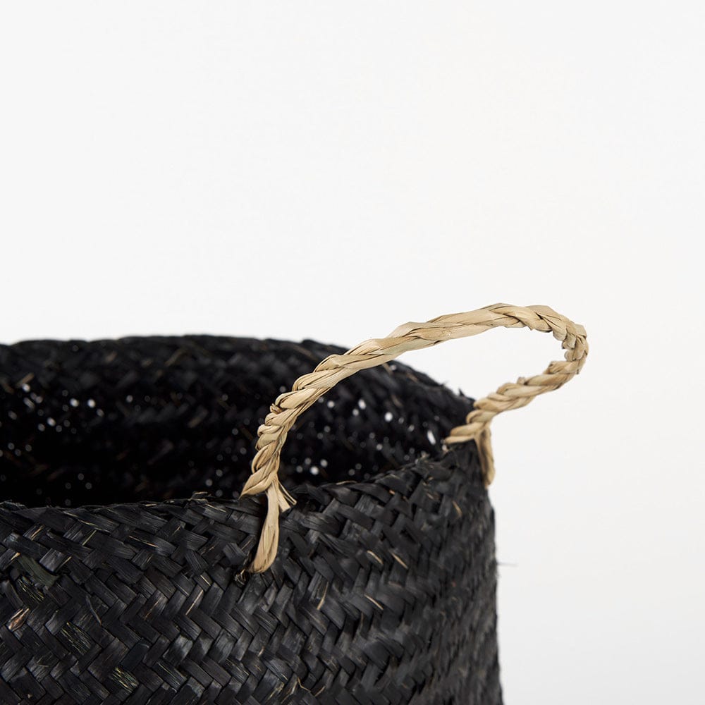 Mercana - Ella 9.8L x 9.8W x 11.0H Black Seagrass Basket W/ Light Brown Handles (Set of 3) - 69581 view 4