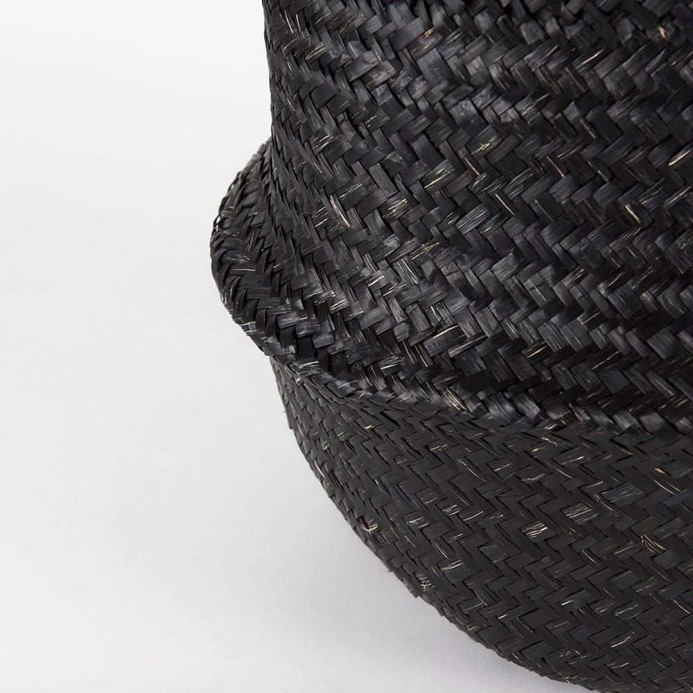 Mercana - Ella 9.8L x 9.8W x 11.0H Black Seagrass Basket W/ Light Brown Handles (Set of 3) - 69581 view 6