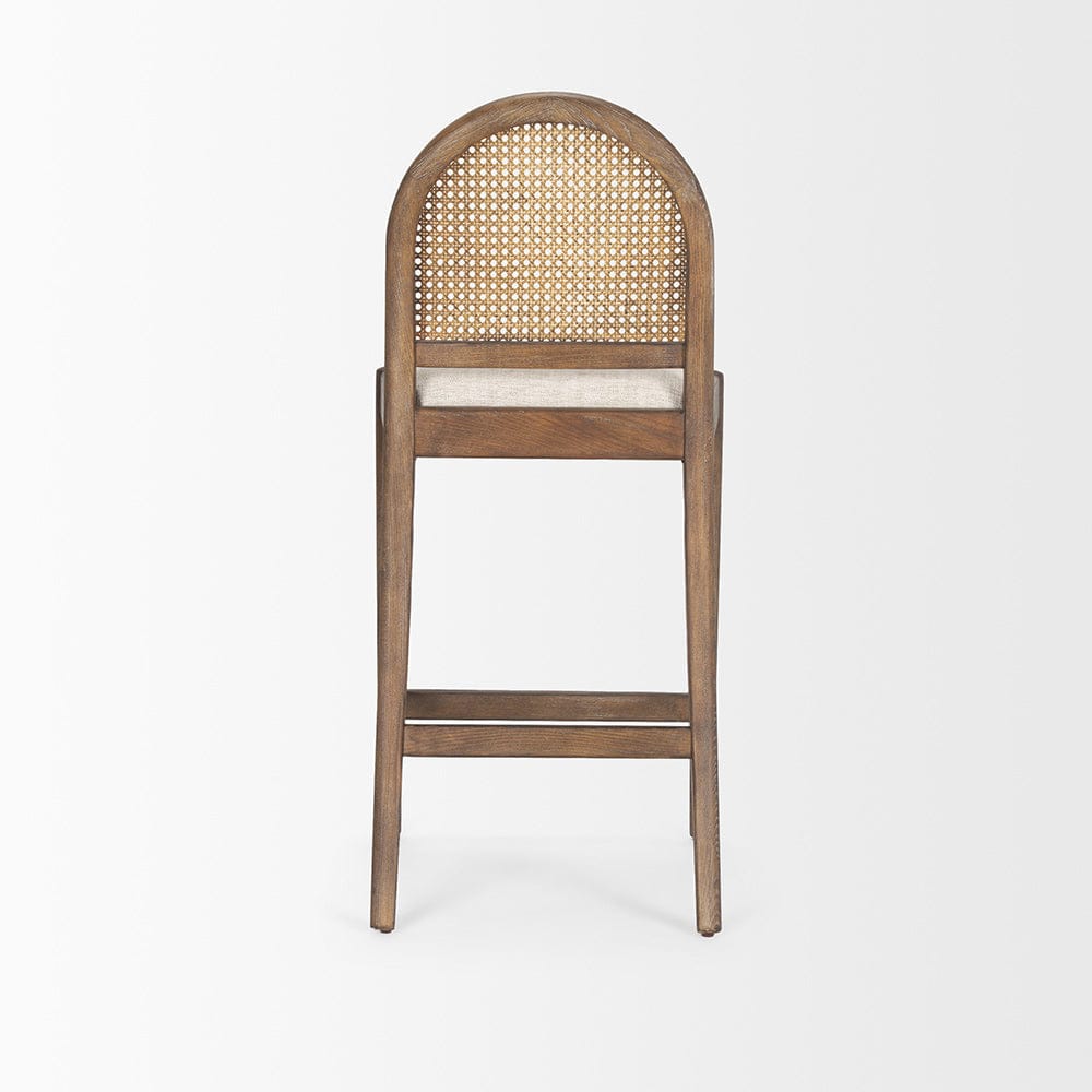 Mercana - Elle Rounded Caneback Medium Brown Wood W/ Oatmeal Fabric Counter Stool - 70412 view 4