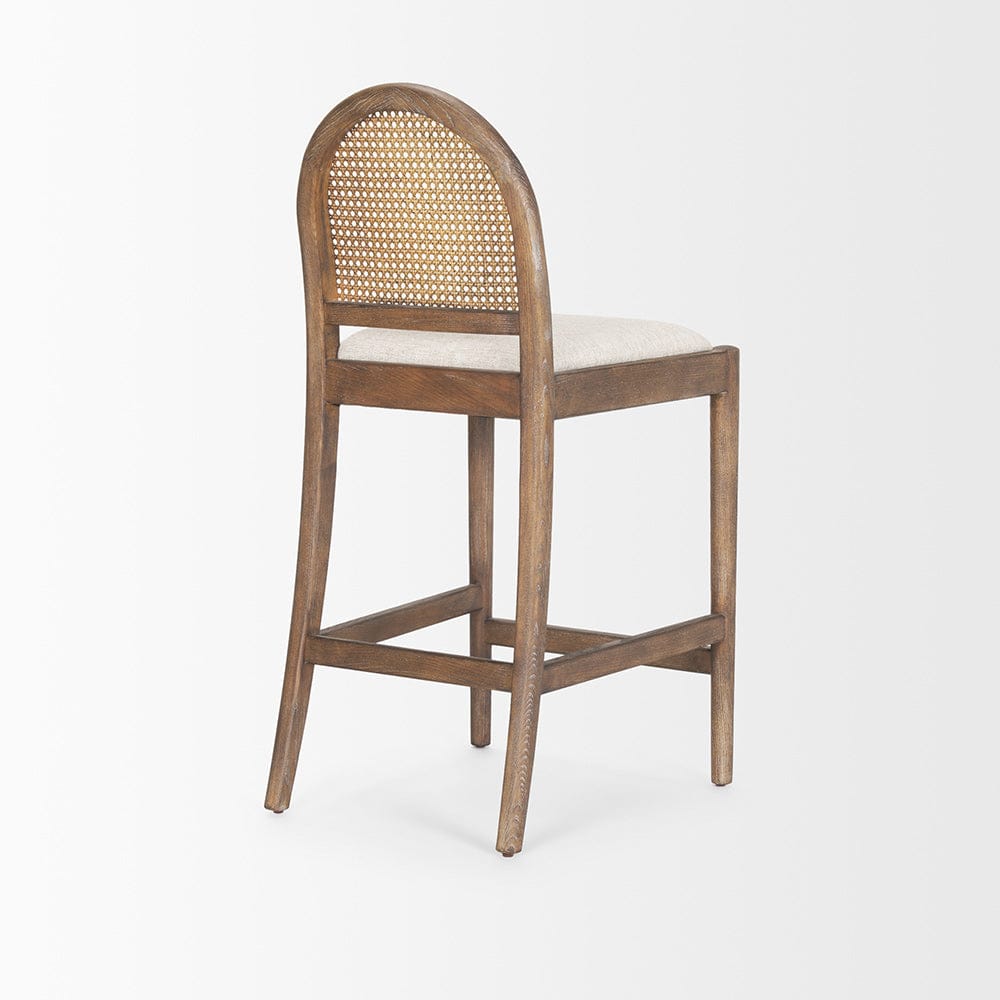 Mercana - Elle Rounded Caneback Medium Brown Wood W/ Oatmeal Fabric Counter Stool - 70412 view 5